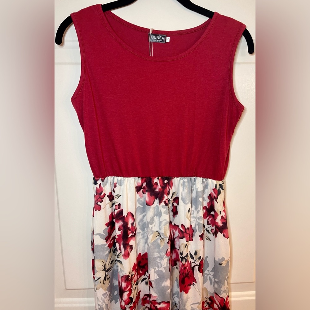 DUNEA Red Sleeveless Maxi Dress With Floral Print Size S